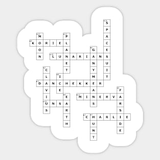 (1977ITS) Crossword pattern with words from a famous 1977 science fiction book. Sticker